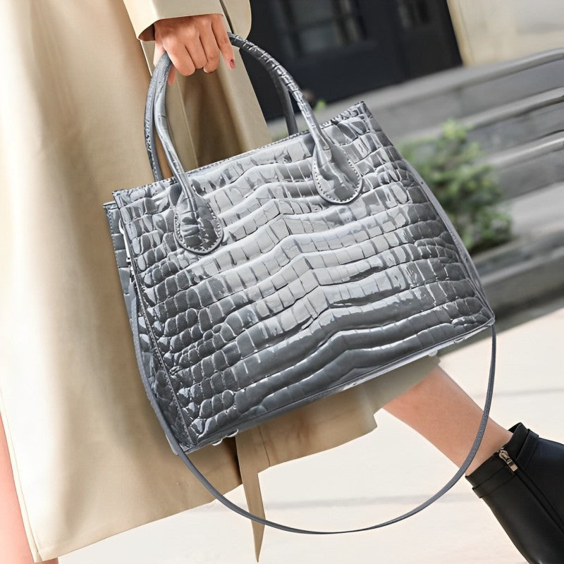 Slate Croco Luxe Tote Bag – FIORENE