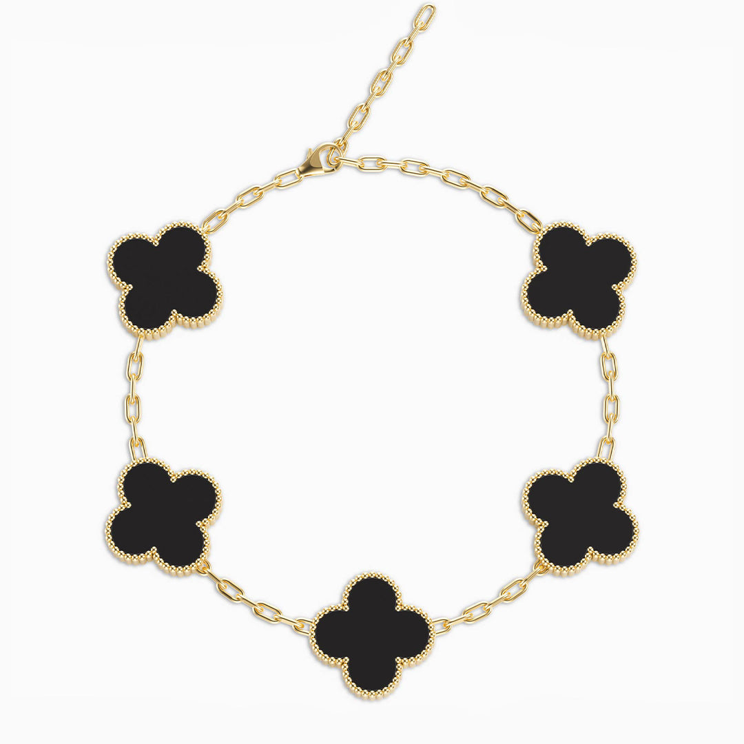 Mystic Onyx Quatrefoil Anklet – FIORENE