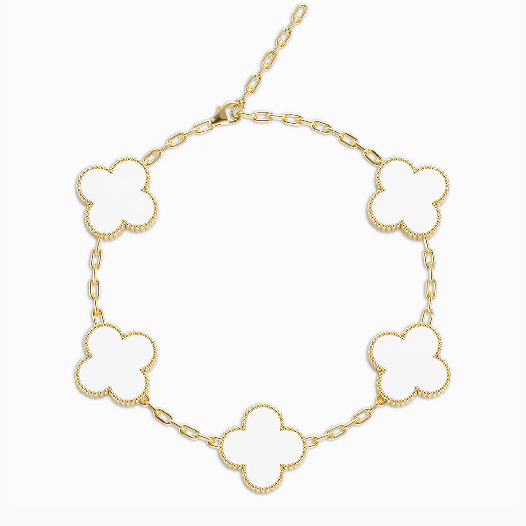 Mystic Onyx Quatrefoil Anklet – FIORENE