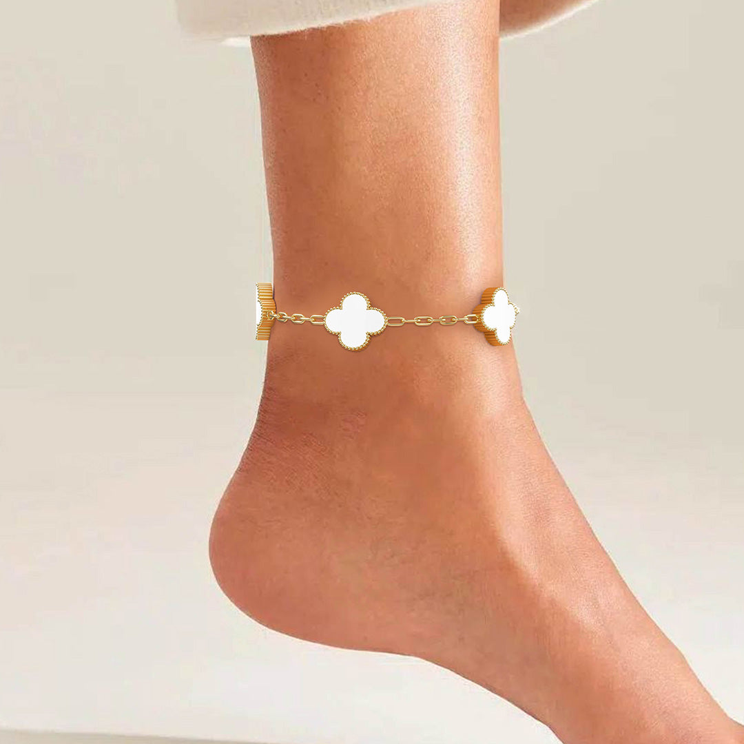 Mystic Onyx Quatrefoil Anklet – FIORENE