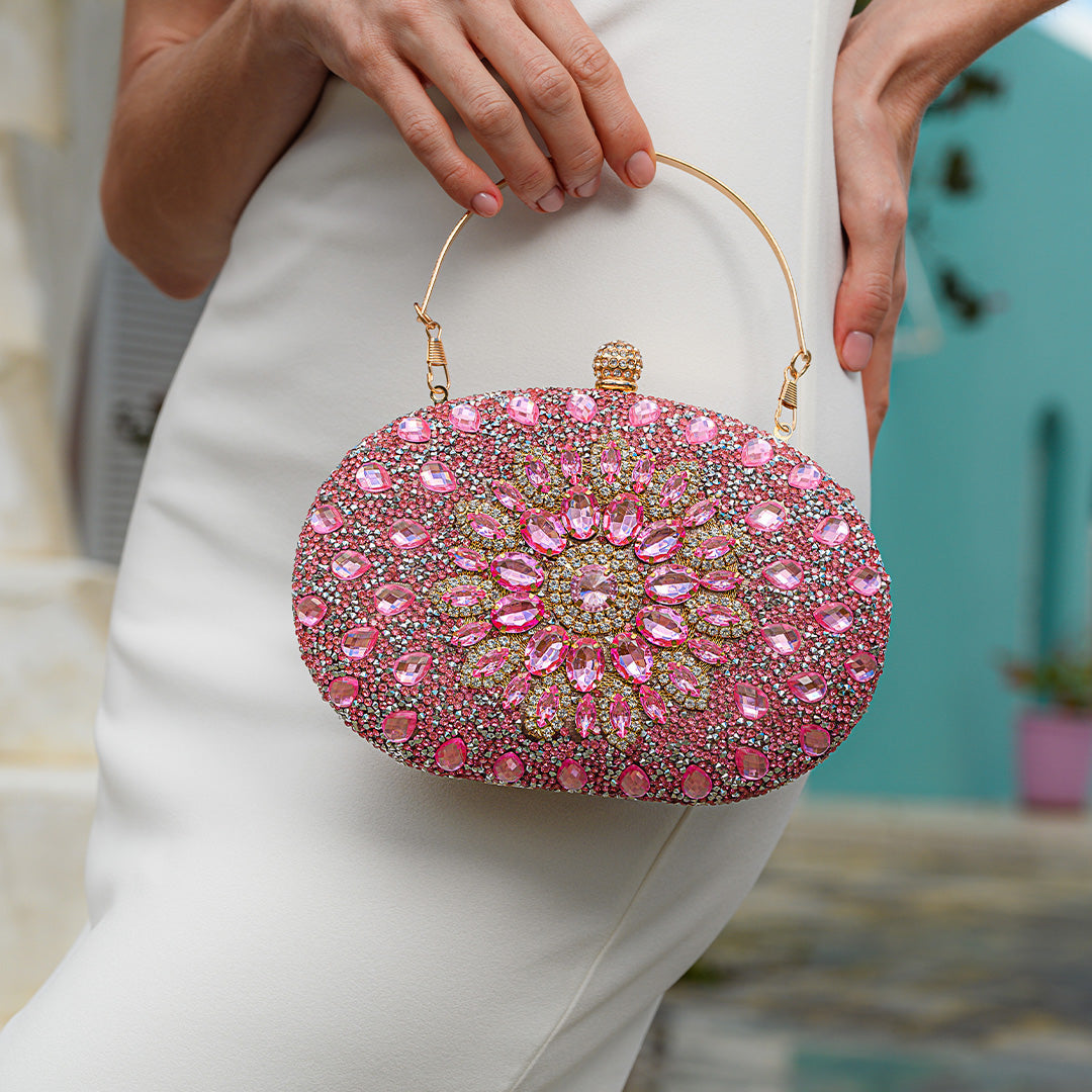 Rosé Blossom Crystal Clutch – FIORENE