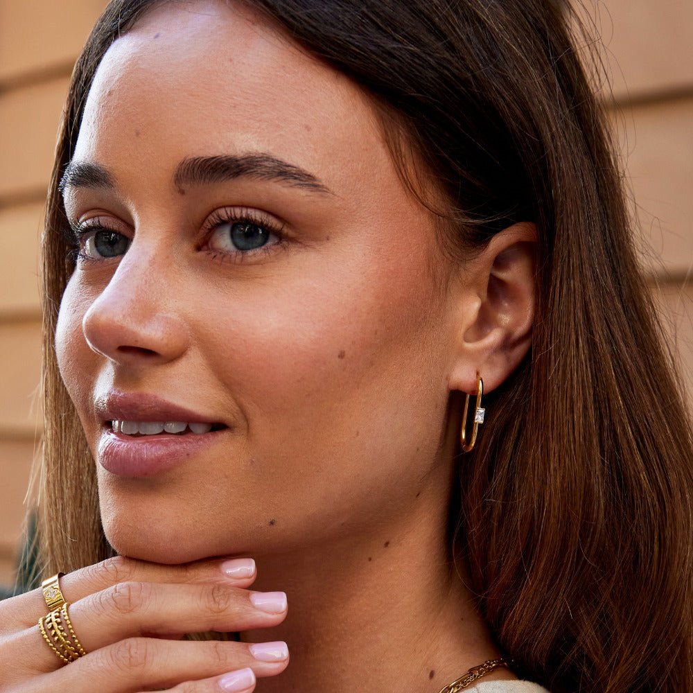 Gilded Baguette Link Earring – FIORENE