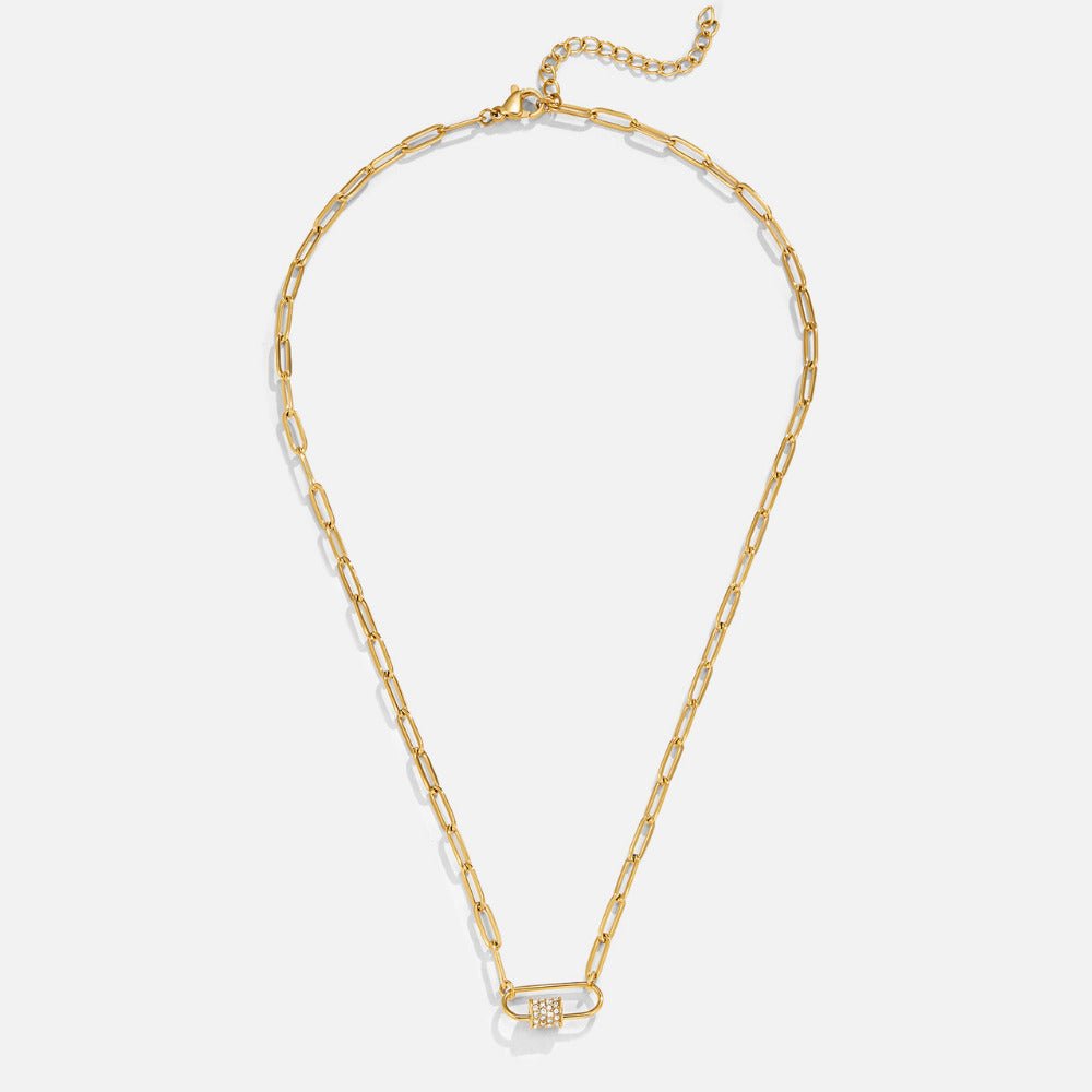 Gilded Carabiner Pave Necklace – FIORENE