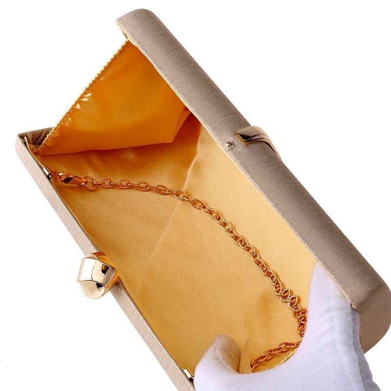 Champagne Satin Ribbon Clutch – FIORENE