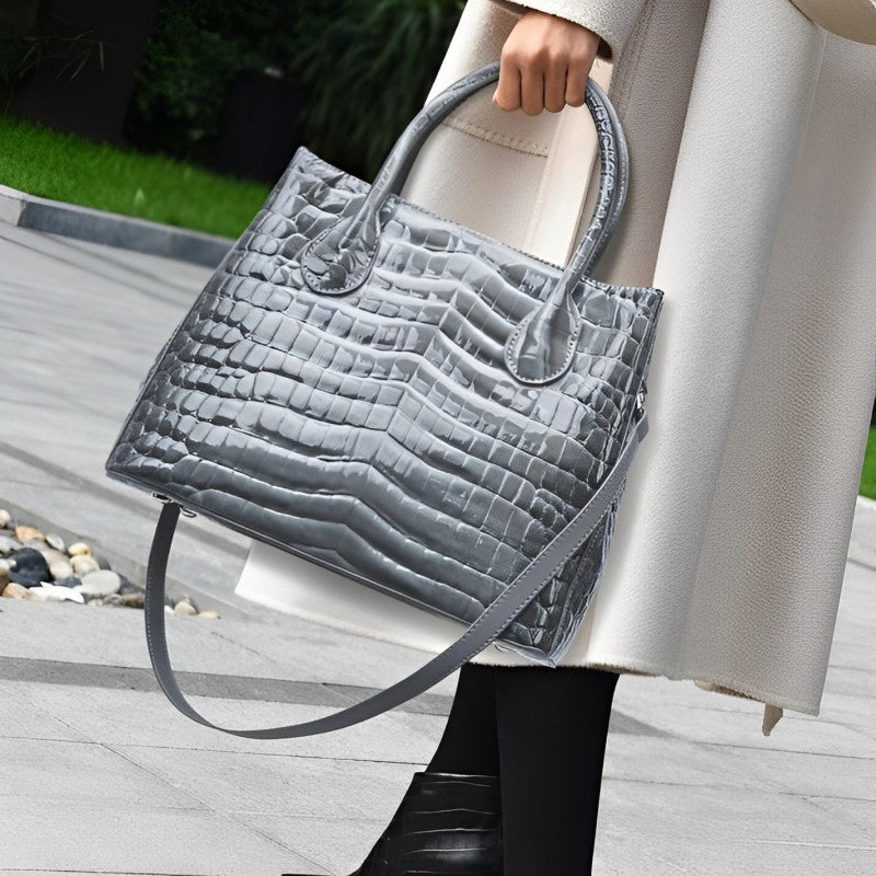 Slate Croco Luxe Tote Bag – FIORENE