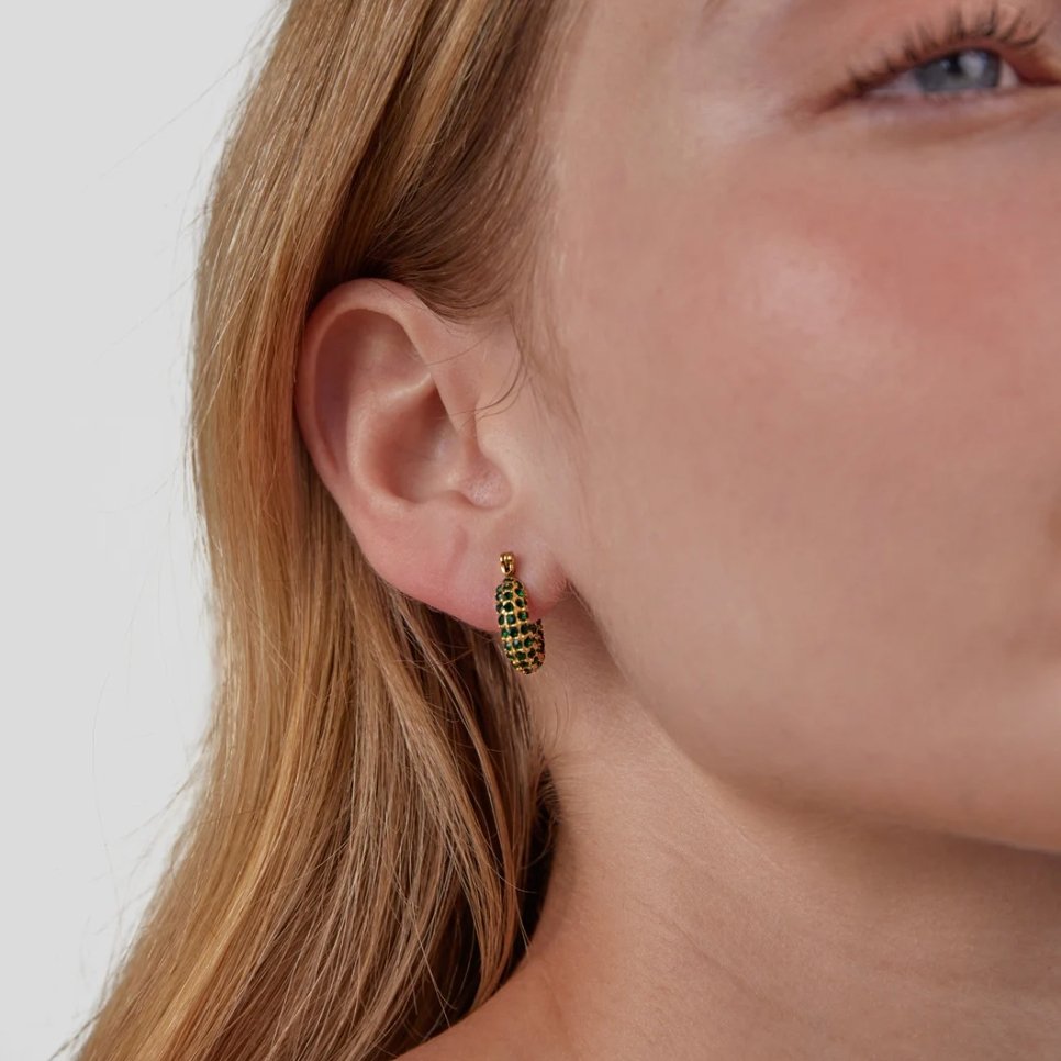 Golden Verdant Encrusted Earrings – FIORENE