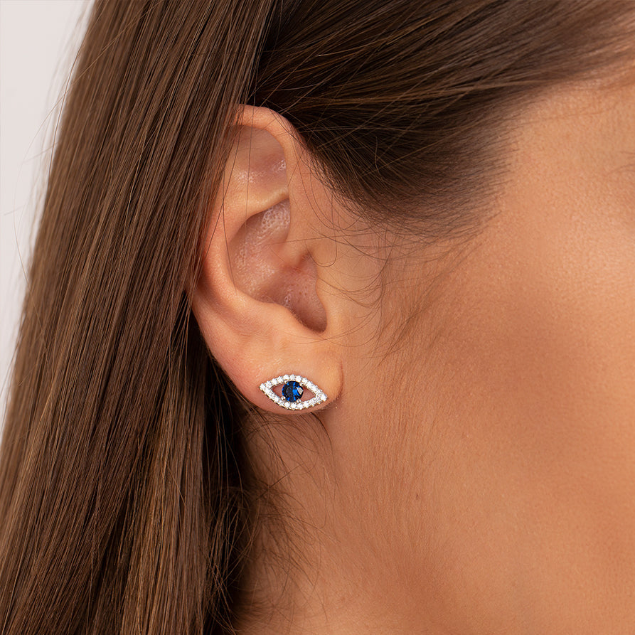 Celestia Evil Eye Stud Earrings - FIORENE