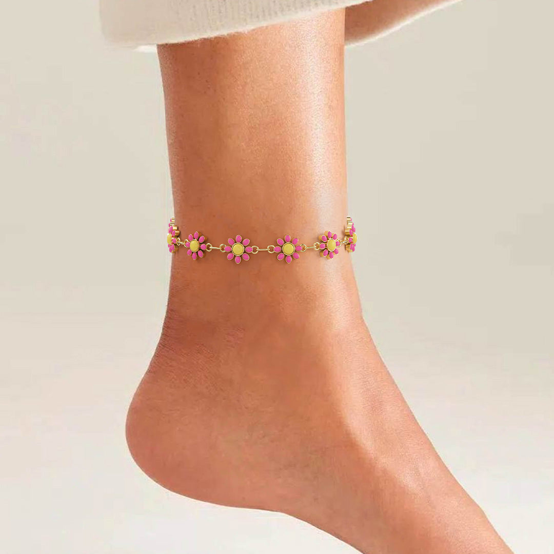 Azure Daisy Charm Anklet – FIORENE