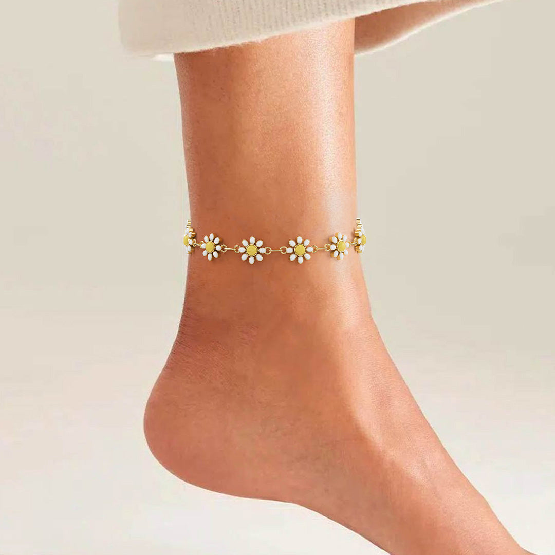 Azure Daisy Charm Anklet – FIORENE