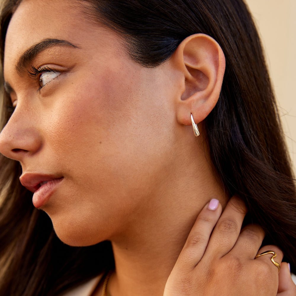 Silver-Tone Sculptural Drop Earrings – FIORENE