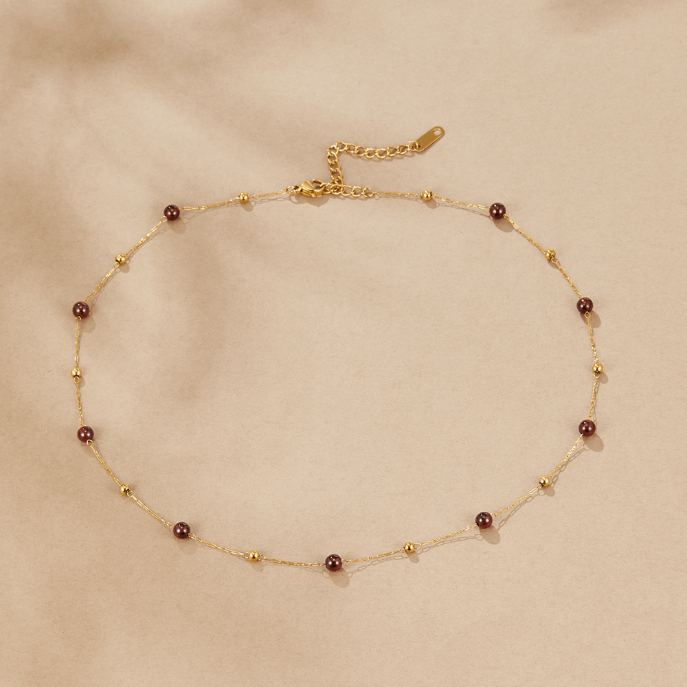 Crimson Bead Initial Necklace – FIORENE