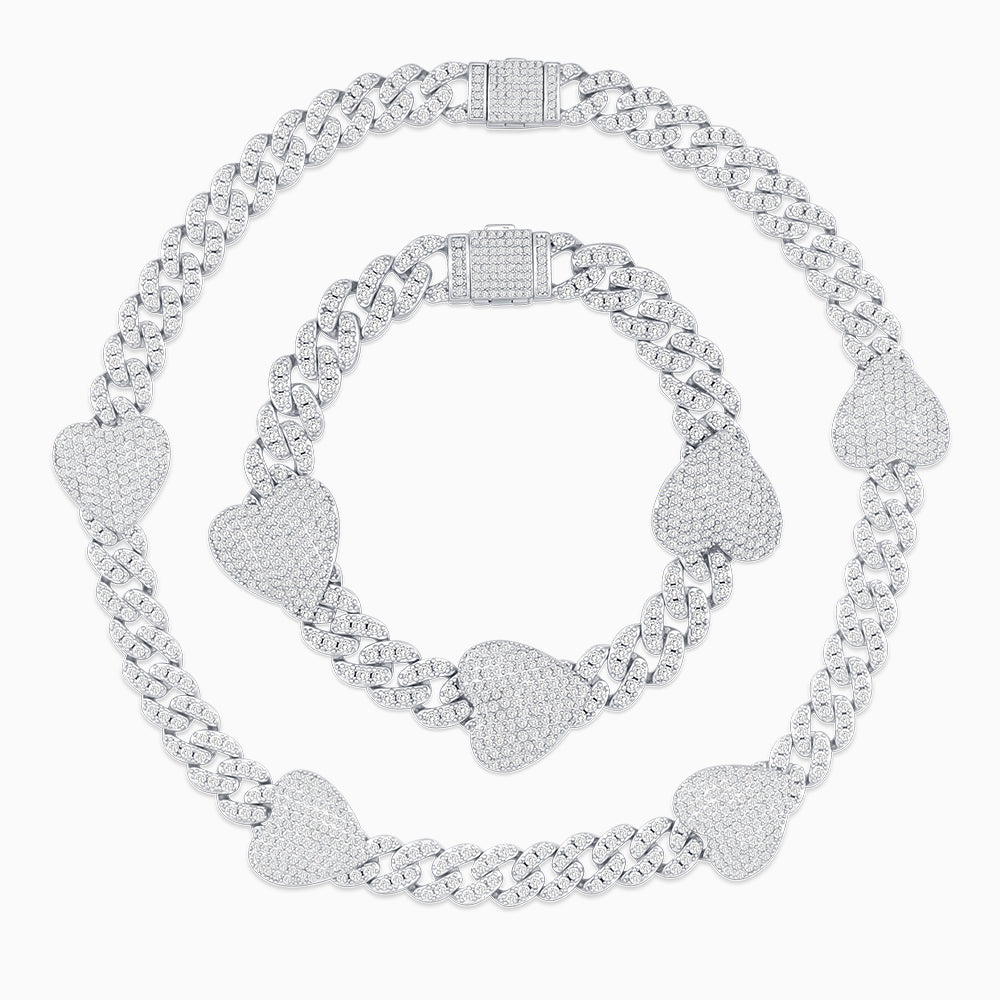 Bellanza Iced Heart Chain Set – FIORENE