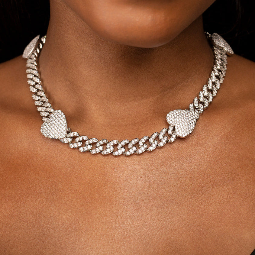 Golden Heart Diamond Chain Necklace - FIORENE