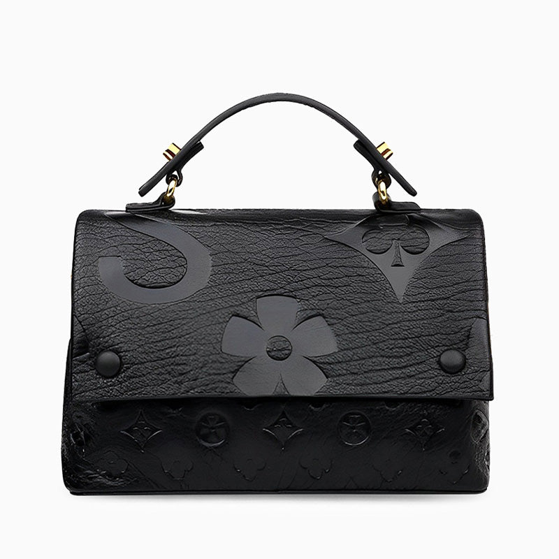 Noire Élise Embossed Handbag – FIORENE