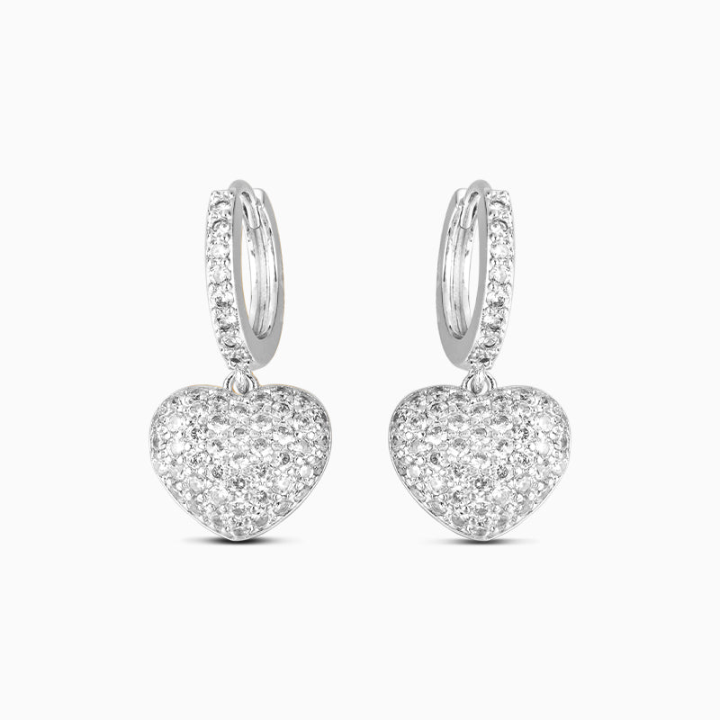 Amour Pavé Heart Drop Earrings – FIORENE