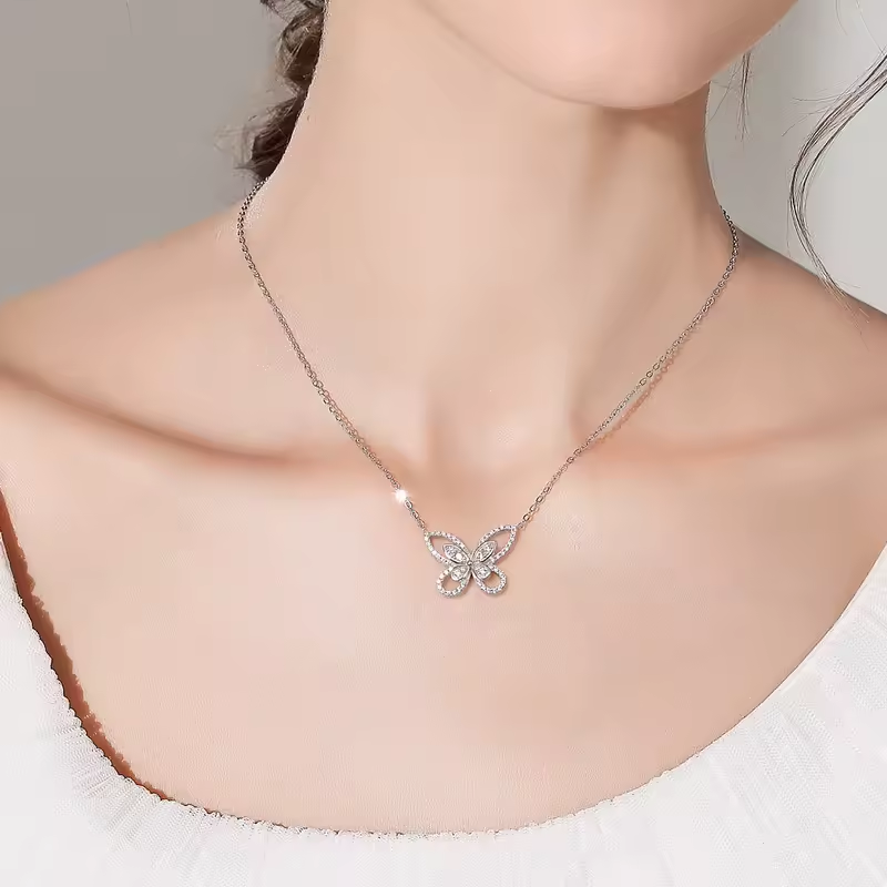 Alouette Silver Butterfly Necklace – FIORENE