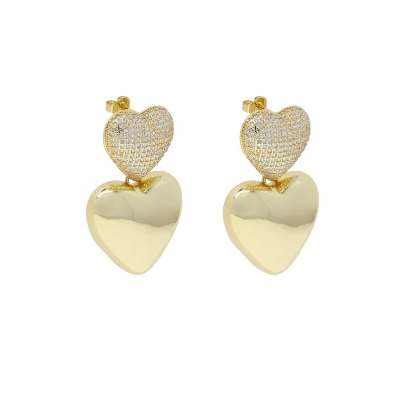 Aurielle Double Heart Drop Earrings – FIORENE