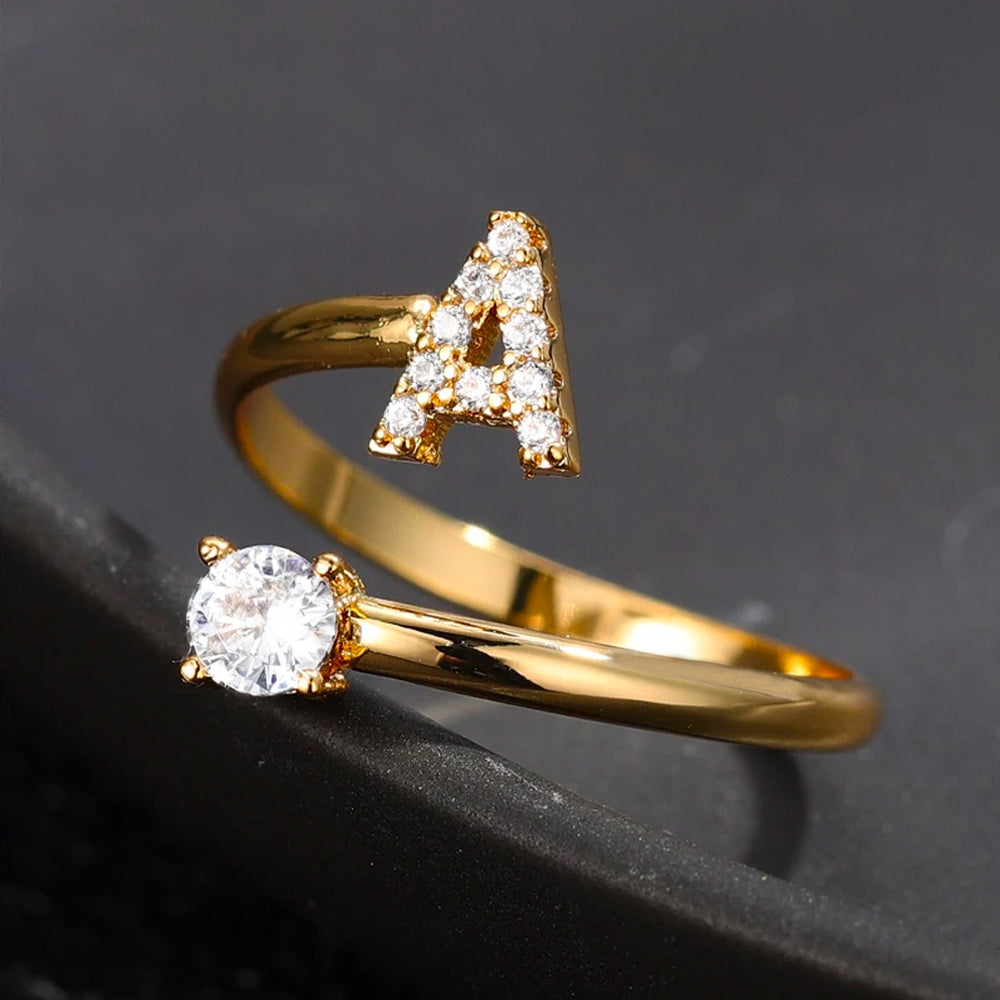 Sparkle Initial Open Ring – FIORENE
