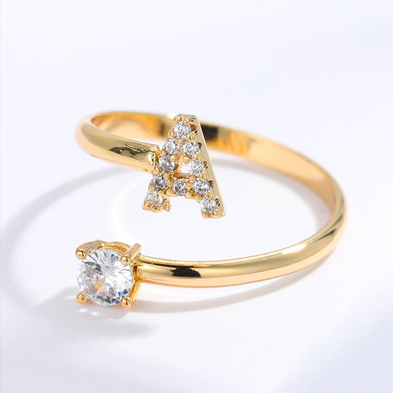 Sparkle Initial Open Ring – FIORENE