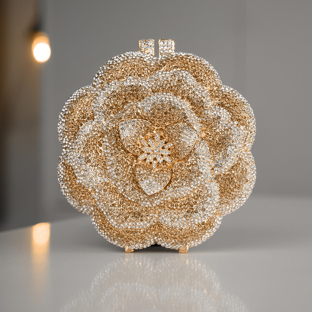 Golden Camélia Bloom Clutch – FIORENE