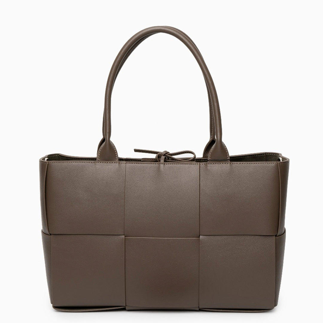 Mocha Grid Panel Tote Bag – FIORENE
