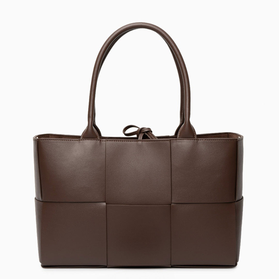 Mocha Grid Panel Tote Bag – FIORENE