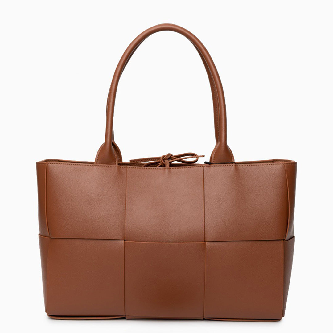 Mocha Grid Panel Tote Bag – FIORENE