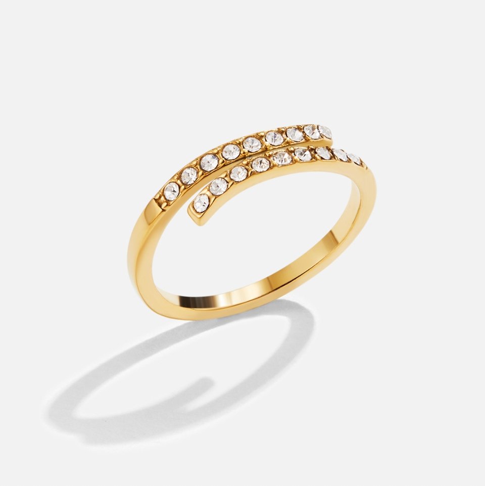 Radiant Gilded Double-Row Crystal Ring – FIORENE