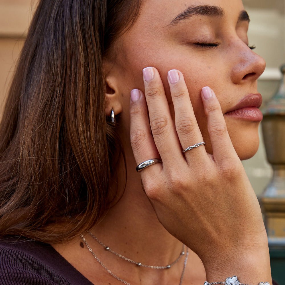 Silver Dome Band Ring – FIORENE