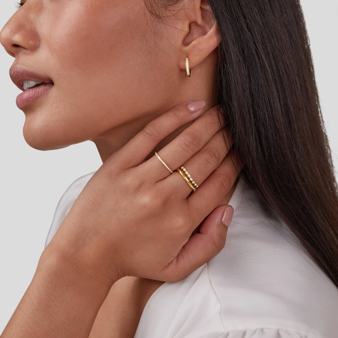 Luminous Golden Stacked Pavé Ring – FIORENE