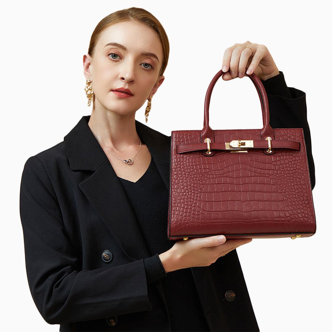 Bordeaux Croco Elegance Tote Bag – FIORENE