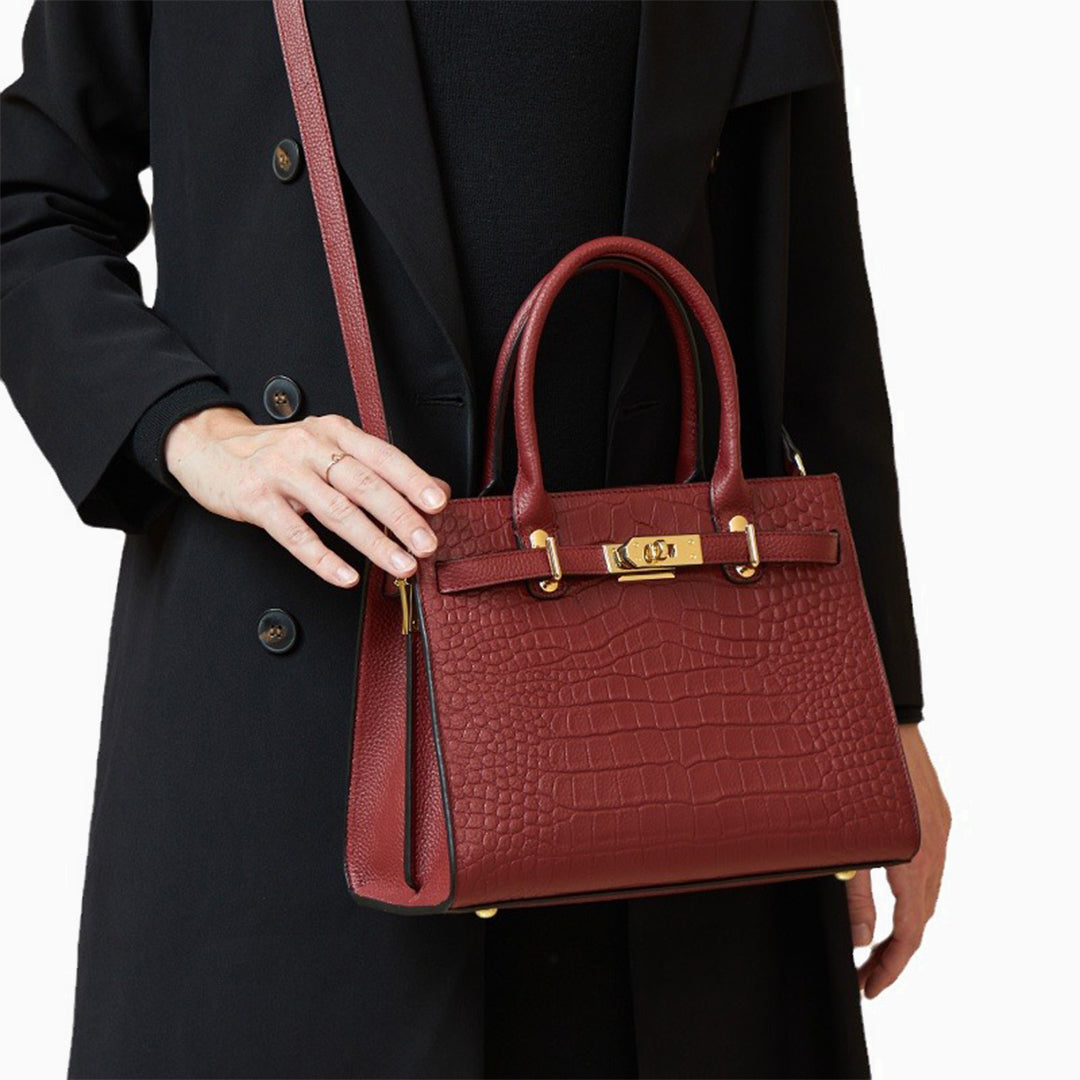 Bordeaux Croco Elegance Tote Bag – FIORENE