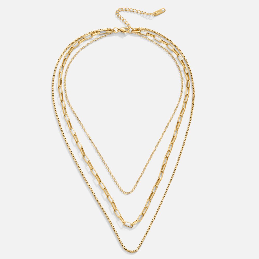 Gilded Triple-Layered Link Necklace – FIORENE