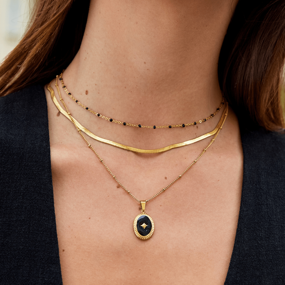 Golden Midnight Station Necklace – FIORENE