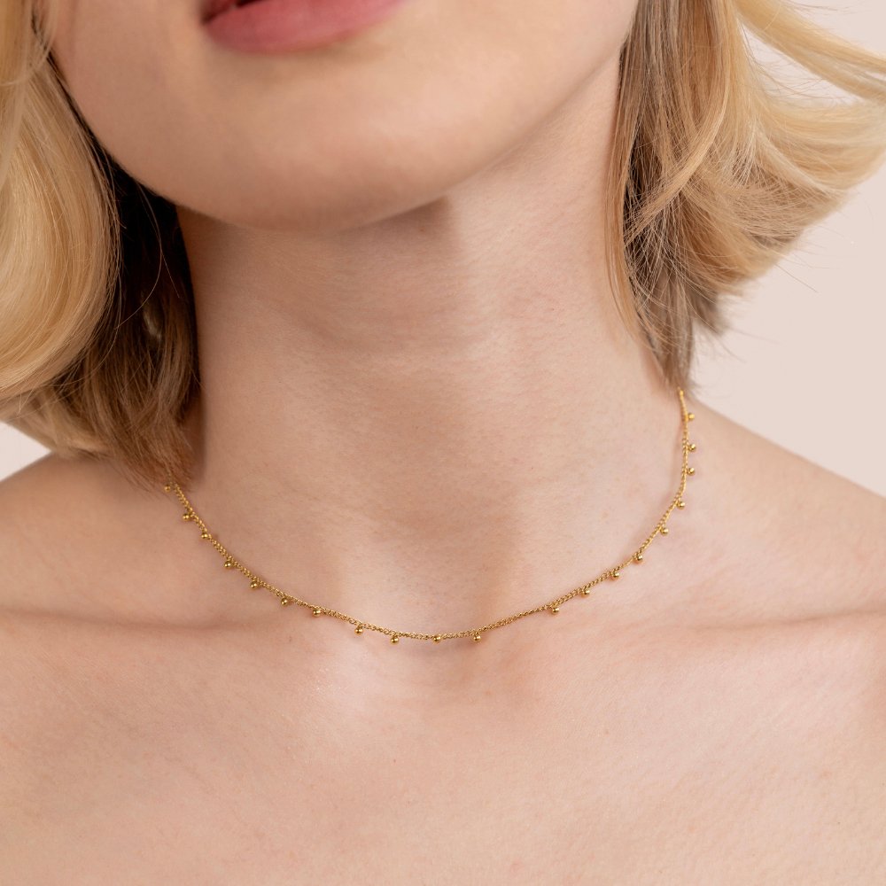 Gilded Bead Fringe Necklace – FIORENE