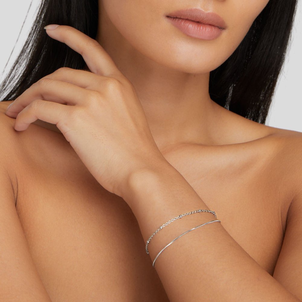 Silver Dainty Layered Link Bracelet – FIORENE