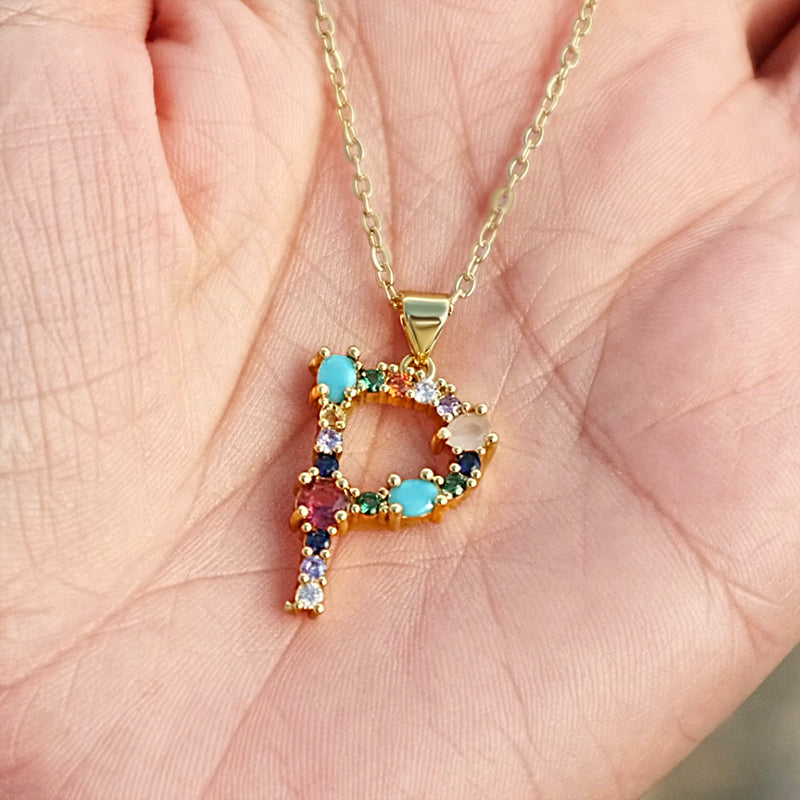 Aurora Initial Charm Necklace – FIORENE