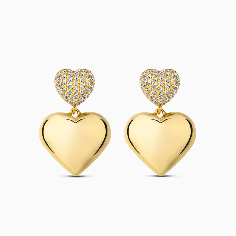 Aurielle Double Heart Drop Earrings – FIORENE