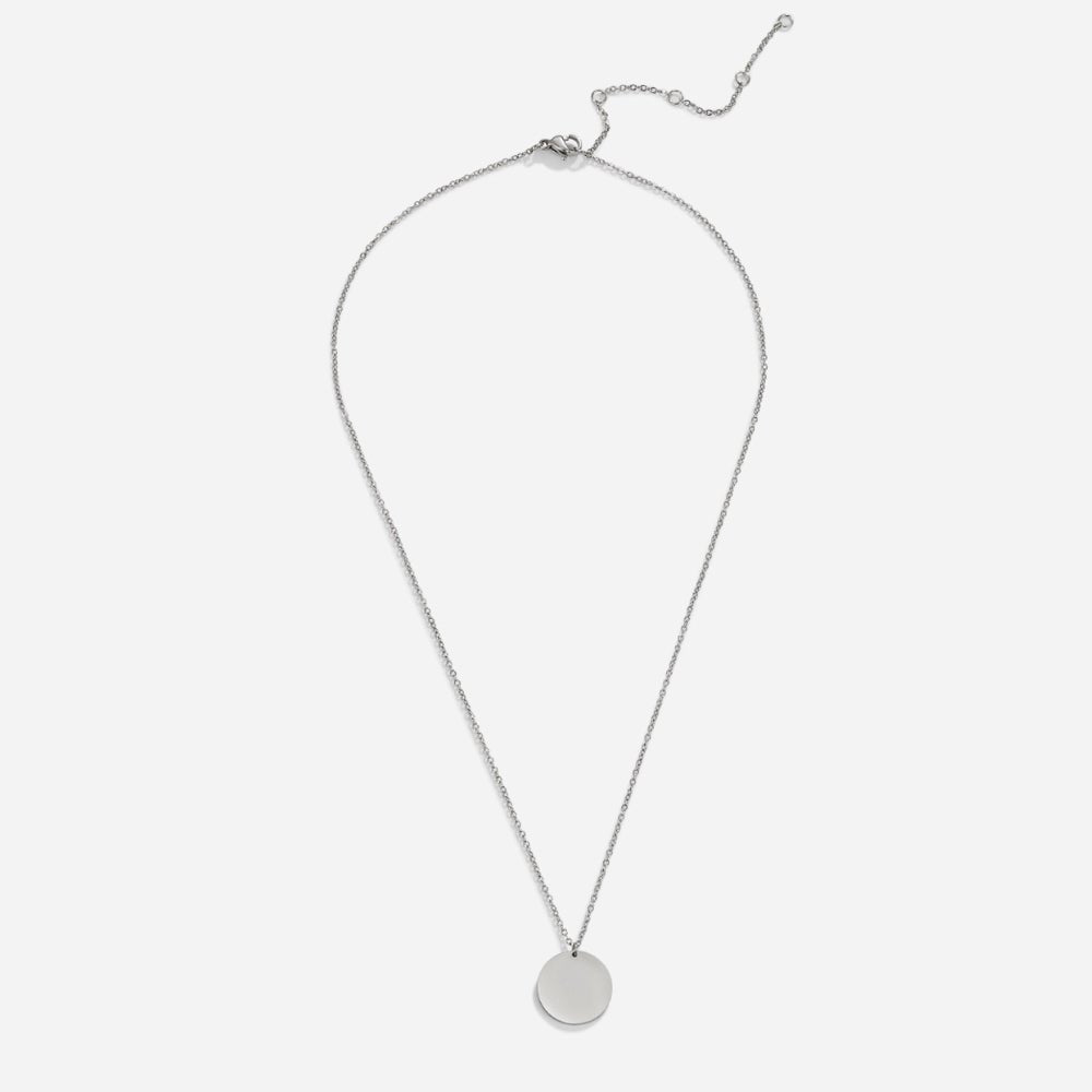 Silver Polished Coin Necklace – FIORENE