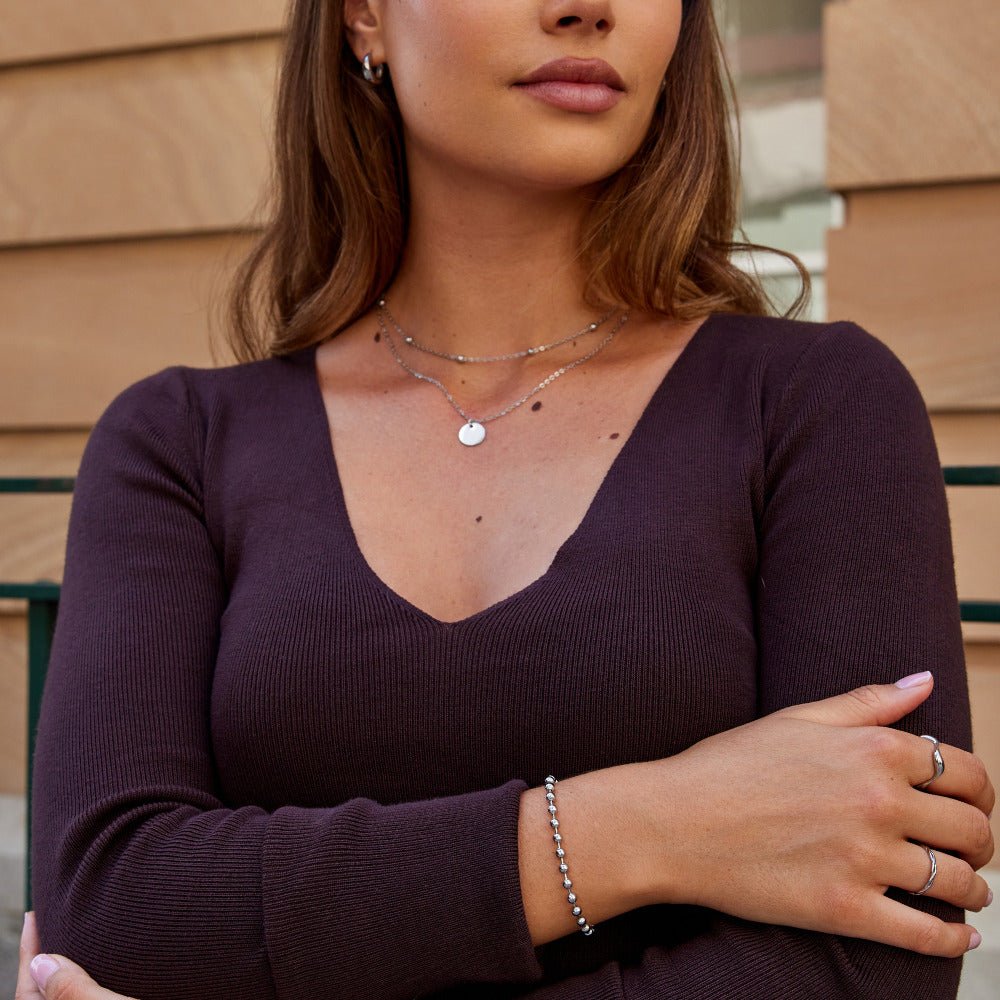 Silver Bead Strand Bracelet – FIORENE