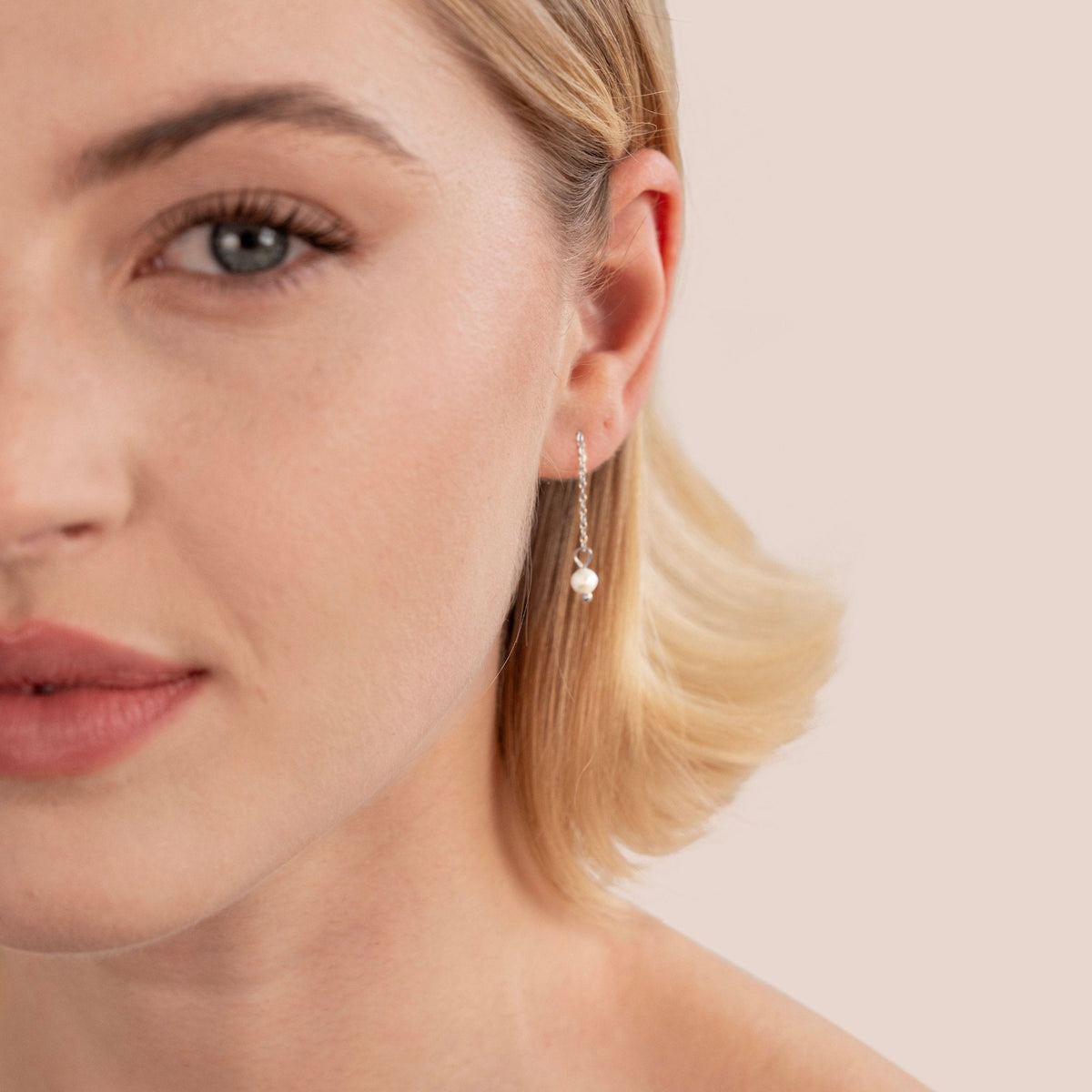Radiant Silver Pearl Drop Earrings – FIORENE
