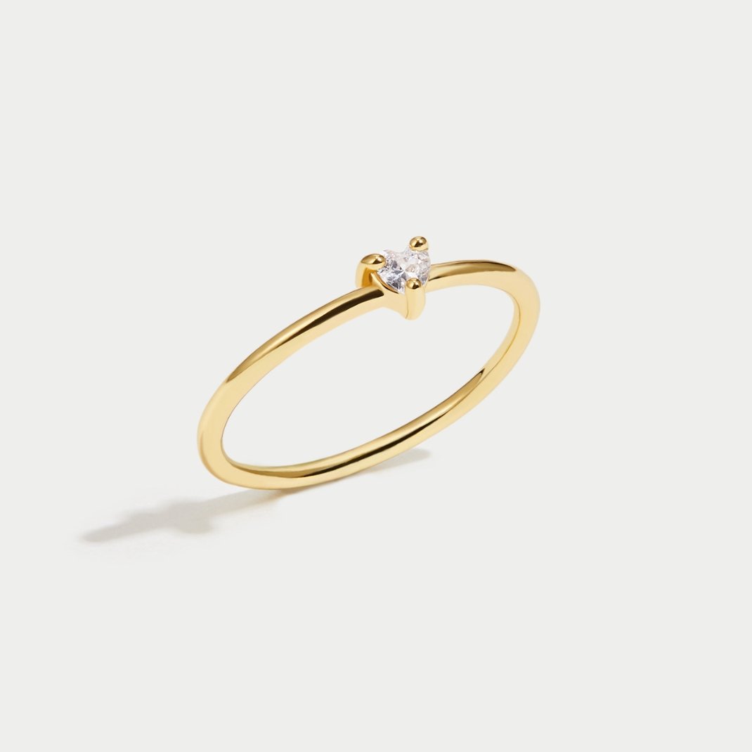 Gilded Romantic Heart Sparkle Ring – FIORENE