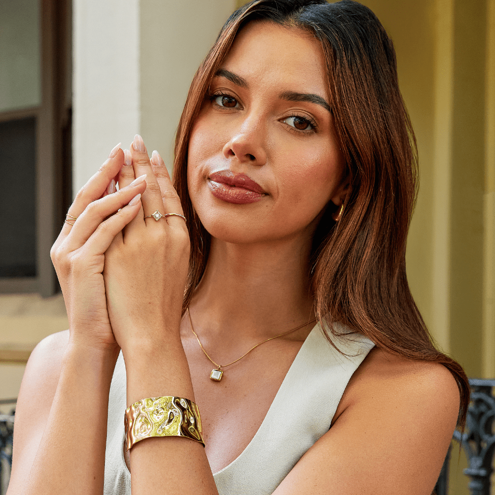 Golden Diamond-Cut Prism Ring – FIORENE