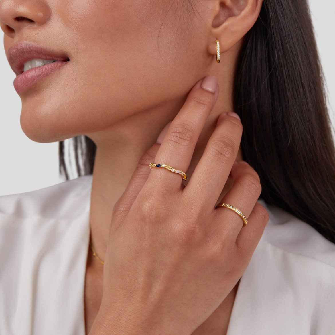 Golden Half-Eternity Sparkle Ring – FIORENE