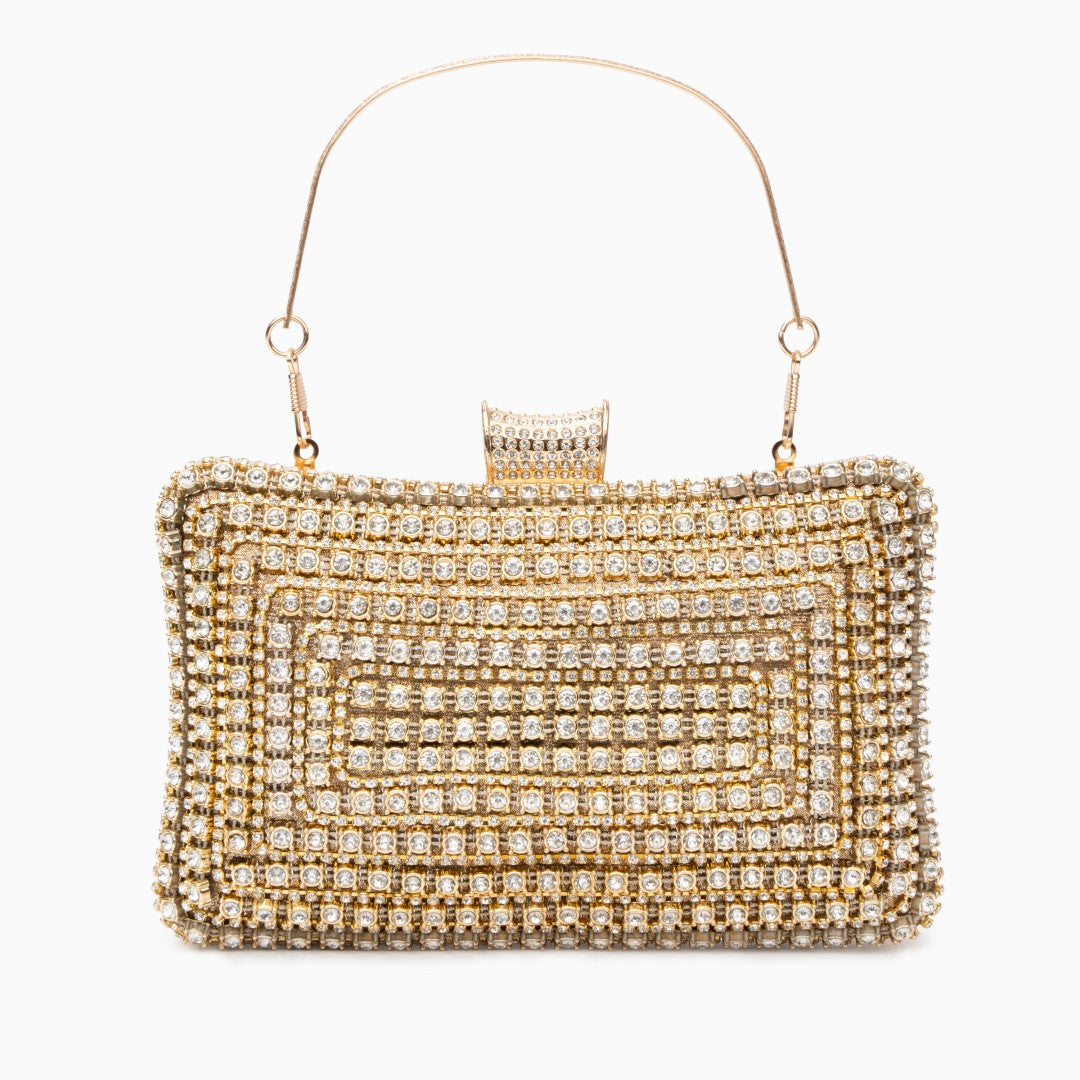 Golden Lattice Crystal Clutch – FIORENE