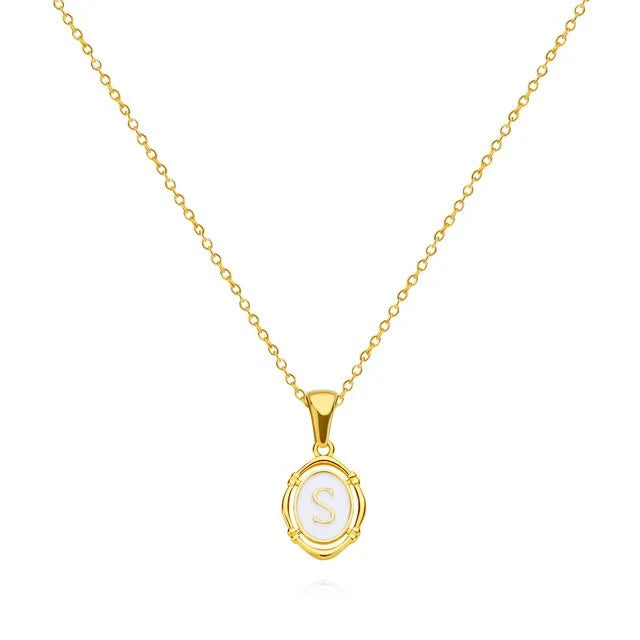 Mother-of-Pearl Initial Necklace – FIORENE