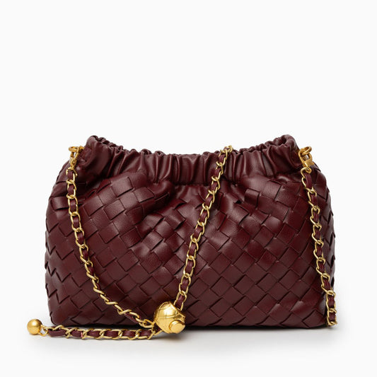 Crimson Lattice Chain Shoulder Bag – FIORENE