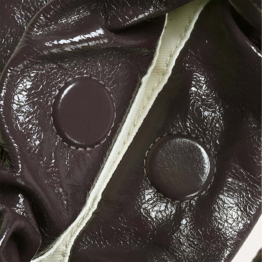 Glossy Cocoa Gathered Bag – FIORENE