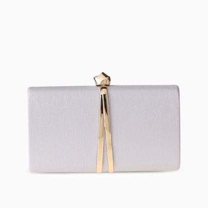 Champagne Satin Ribbon Clutch – FIORENE