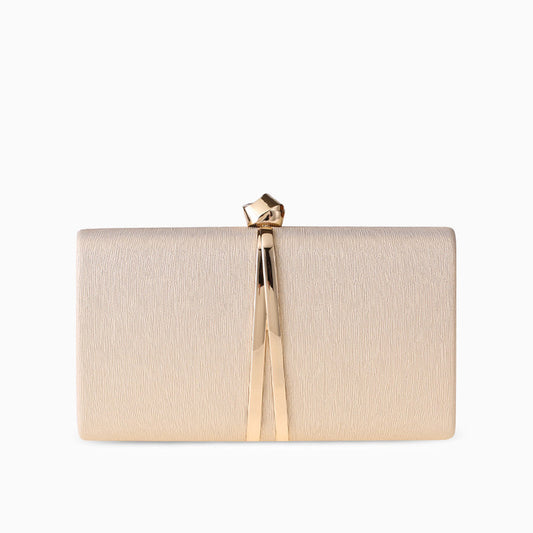 Champagne Satin Ribbon Clutch – FIORENE